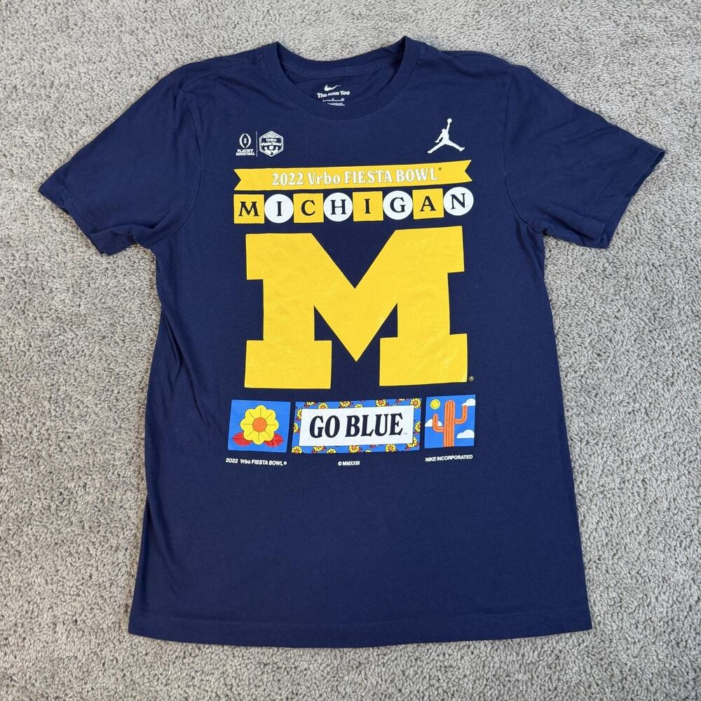 Michigan Wolverines Shirt Mens S Blue NCAA Fiesta Bowl Nike Team Apparel Tee